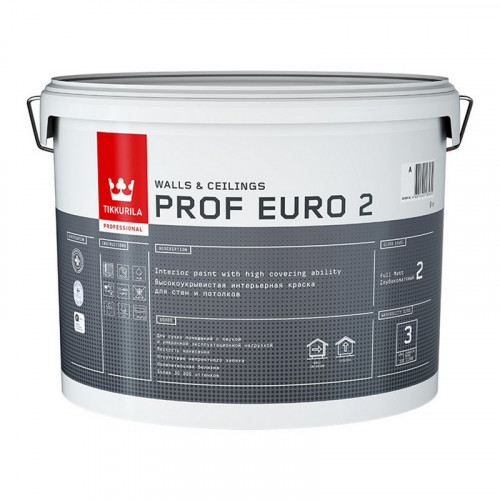 Краска Tikkurila/Tikkivala Prof Euro 2 (База А) интерьерная глубокоматовая белый 18 л