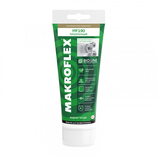 Жидкие гвозди Makroflex Bio Line MF190 клей ультрасильный прозрачный, тюбик 185гр