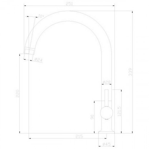 Смеситель для кухни поворотный высокий излив ROSSINKA X25-23U