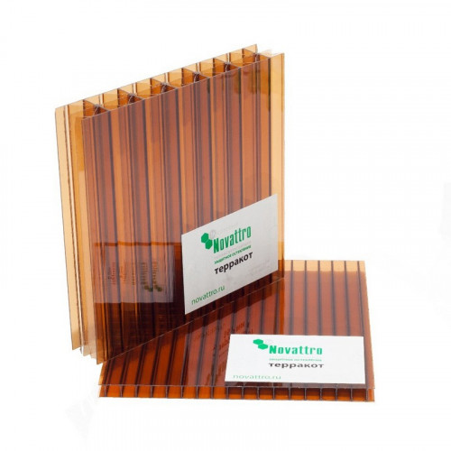 Сотовый поликарбонат 6мм Терракот 2,1х12м Новаттро 1,2кг/м2