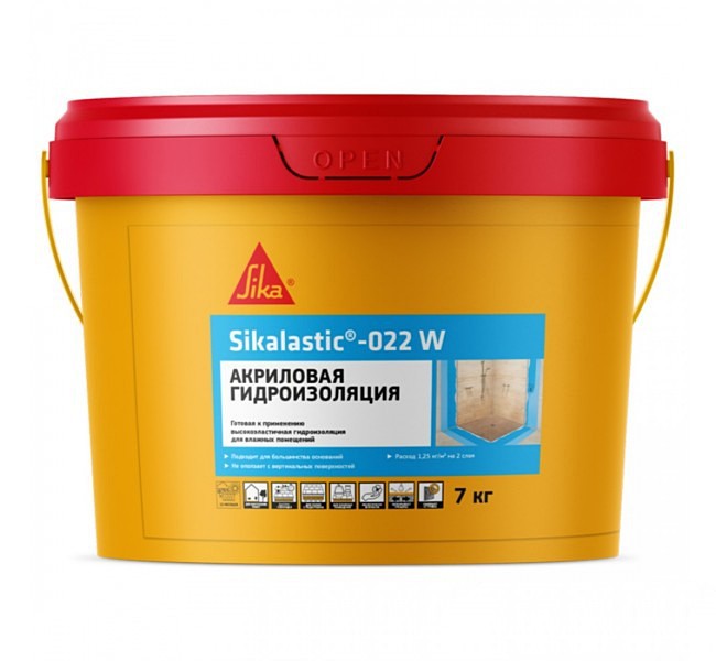 Гидроизоляция полимерная Sikalastic-022 W, жидкая мембрана, 7кг