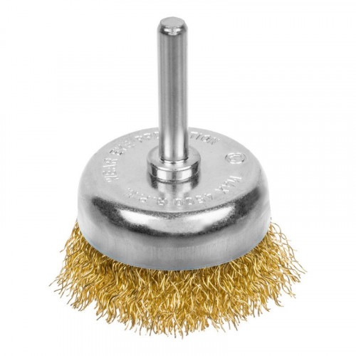 Щетка-крацовка чаша со шпилькой для дрели М6*40мм, латунированная проволока РемоКолор 45-2-404