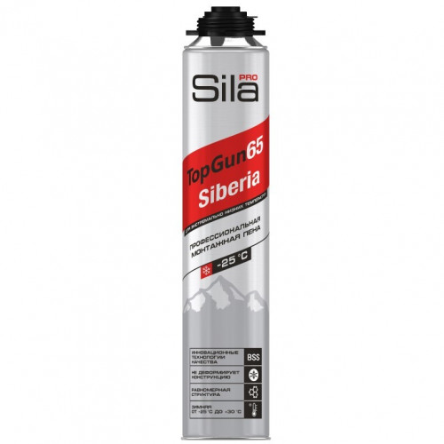 Пена монтажная профессиональная TopGun 65 SIBERIA зимняя (от -25) Sila PRO 850 мл