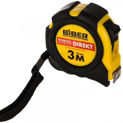 Рулетка 3м*16мм обрезиненный корпус DIREKT Бибер 40102