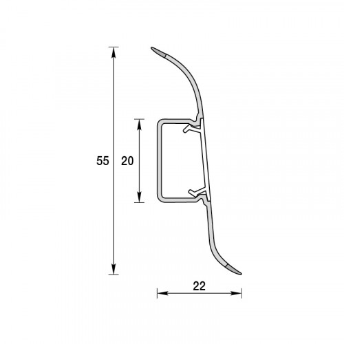 Плинтус Ideal Классик 55, 302 Венге черный, 2,2м с кабель-каналом