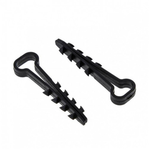 Дюбель хомут (грибок) для плоского кабеля 6мм, L=14мм черный, 50шт