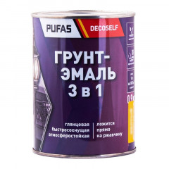 Грунт-эмаль по ржавчине 3 в 1 голубая глянцевая Decoself Pufas, 0,9кг