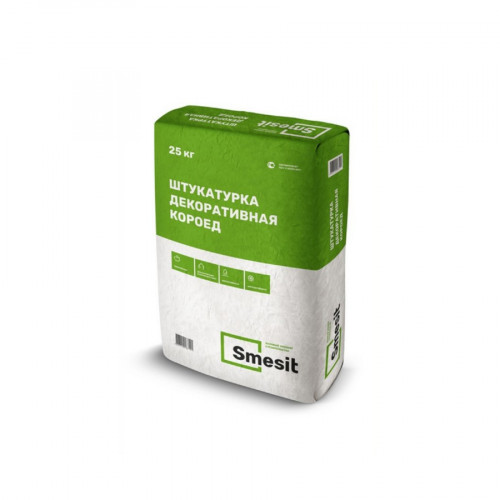 Штукатурка декоративная Smesit Короед 2,5мм, серая, 25 кг