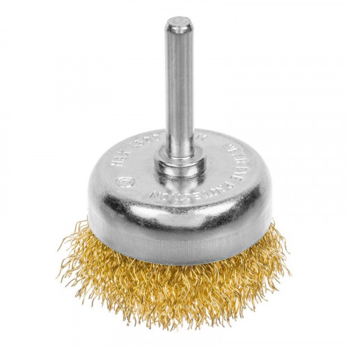 Щетка-крацовка чаша со шпилькой для дрели М6*50мм, латунированная проволока РемоКолор 45-2-405