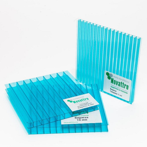 Сотовый поликарбонат 8мм Бирюза 2,1х12м Новаттро 1,4кг/м2