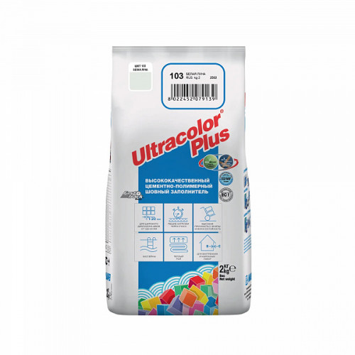 Затирка для швов Mapei ULTRACOLOR PLUS Белая Луна CG2WAF, 2кг