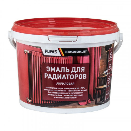 Эмаль акриловая для радиаторов белая Pufas, 2,4кг
