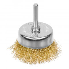 Щетка-крацовка чаша со шпилькой для дрели М6*65мм, латунированная проволока РемоКолор 45-2-406