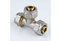 Тройник цанговый 16*16*16мм латунь никель Aquasfera 7011-01