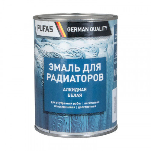 Эмаль алкидная для радиаторов белая Pufas, 0,9кг