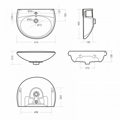 Умывальник Виктория 60 616х465х210мм SANITA