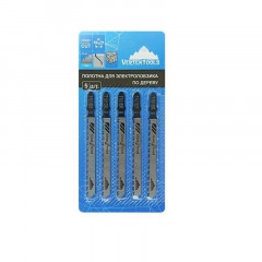 Пилки для лобзика по дереву, пластику T101BR, 100мм, шаг 2,5мм, 5шт Vertextools