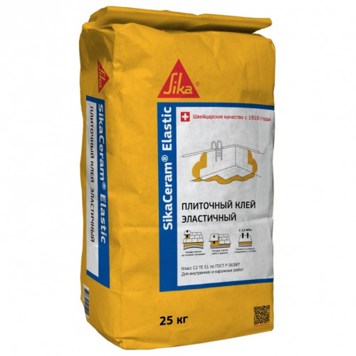 Клей для крупноформатной плитки и бассейнов Sika Ceram Elastic, 25 кг