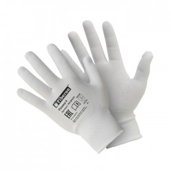 Перчатки полиэстер "Для сборочных работ" размер 9(L), белые Fiberon