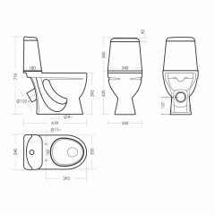 Унитаз компакт Идеал стандарт 618х340х770мм, косой выпуск, SANITA