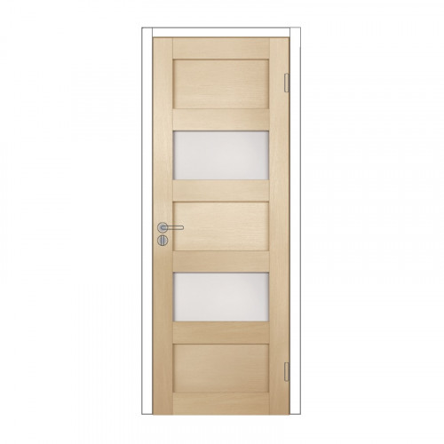 Дверь из экошпона с притвором (в комплекте) "Аризона 2" М8 со стеклом дуб беленый Олови