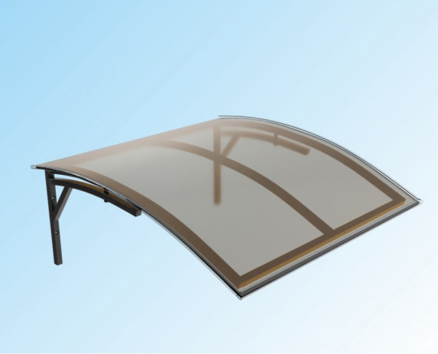 Козырек из монолитного поликарбоната готовый 3мм 1200*1000мм, Бронза, Полигаль