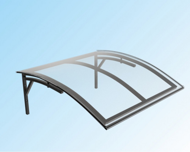 Козырек из монолитного поликарбоната готовый 3мм 1200*1000мм, Прозрачный, Полигаль