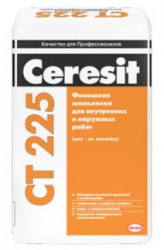 Шпаклевка Ceresit CT 225 финишная для наружных и внутренних работ, серая, 25кг