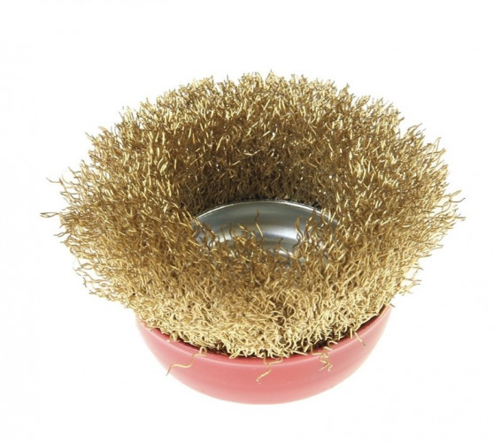 Щетка-крацовка чашечная 100мм*М14, латунированная проволока, для УШМ 45-1-005