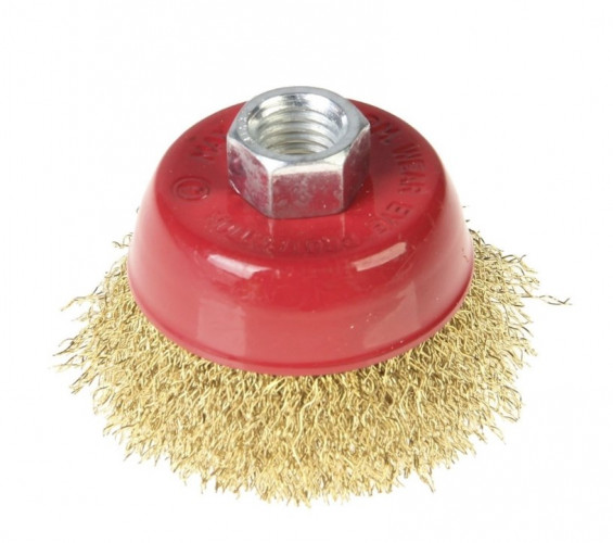 Щетка-крацовка чашечная 100мм*М14, латунированная проволока, для УШМ 45-1-005