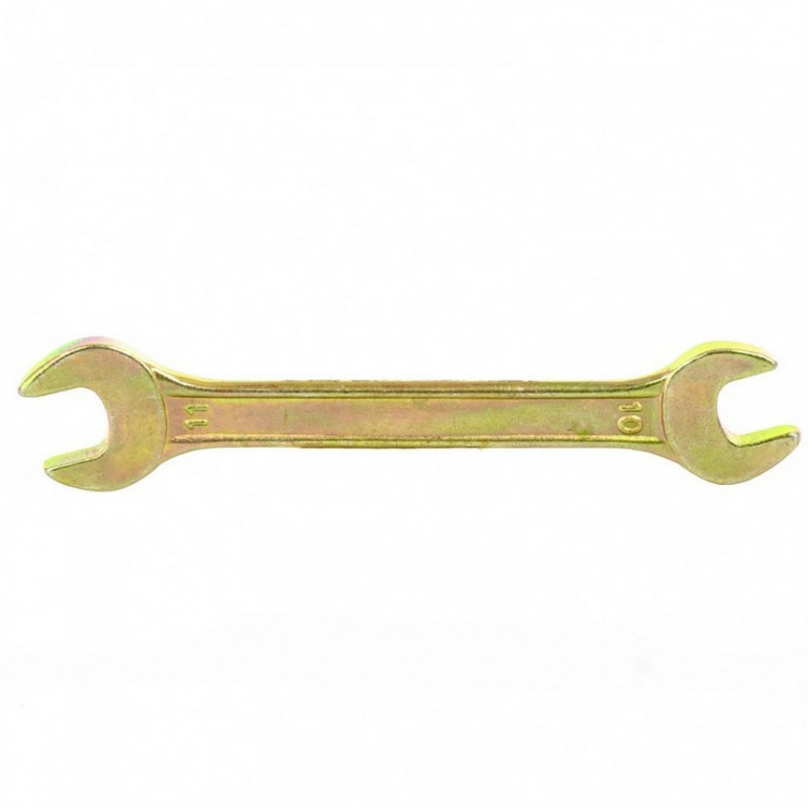 Ключ гаечный рожковый 10х11мм, желтый цинк Сибртех 14304