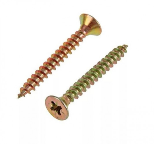 Саморез (шуруп) 3,5*40мм универсальный желтый с потайной головкой, 100 шт