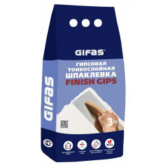 Шпаклевка гипсовая Gifas Finish Gips финишная, 3кг