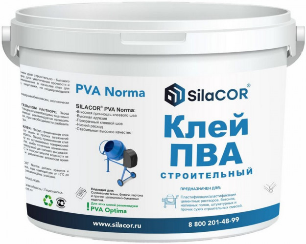 Клей ПВА строительный SilaCor Norma, 10кг
