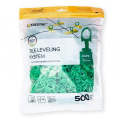 Зажим система выравнивания плитки 1,5мм 3D зеленый кольцо Krestiki Profi 500шт.
