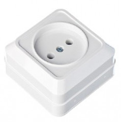 Розетка наружная белая (без заземления)