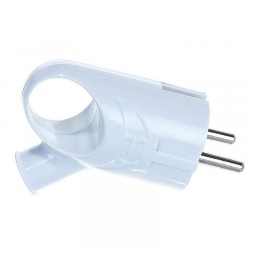 Вилка электрическая угловая с заземлением с ушком (еврослот) белая 16А 250В UNIVersal А112