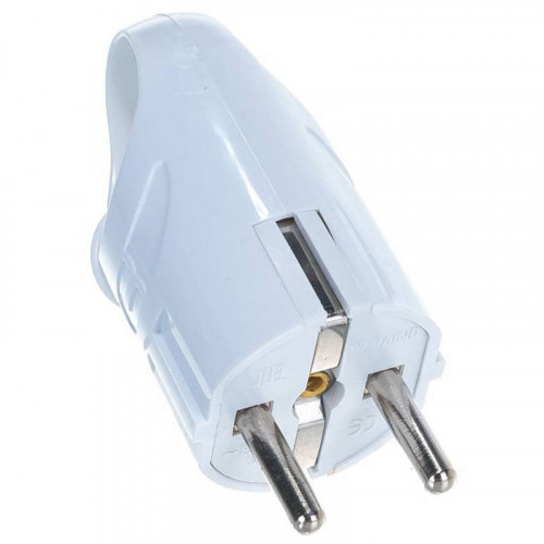 Вилка электрическая угловая с заземлением с ушком (еврослот) белая 16А 250В UNIVersal А112