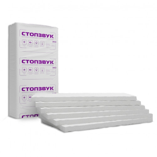 Плита шумопоглощающая СтопЗвук Эко (1,2м х 0,6м х 50мм) 6шт. 4,32м2 ТехноСонус