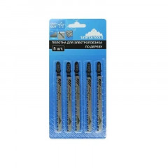 Пилки для лобзика по дереву, пластику T301CD, 115мм, шаг 3мм, 5шт Vertextools
