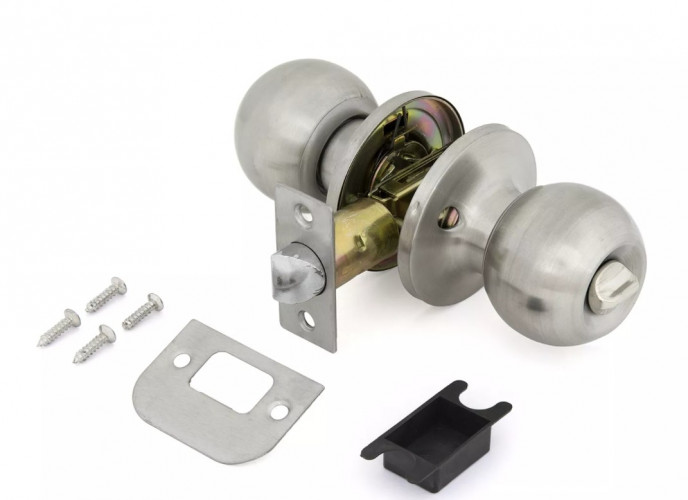 Ручка-защелка Шарик с фиксатором 6072 BK SN Матовый никель, Фабрика замков