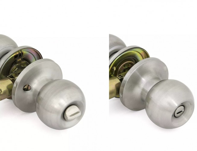 Ручка-защелка Шарик с фиксатором 6072 BK SN Матовый никель, Фабрика замков