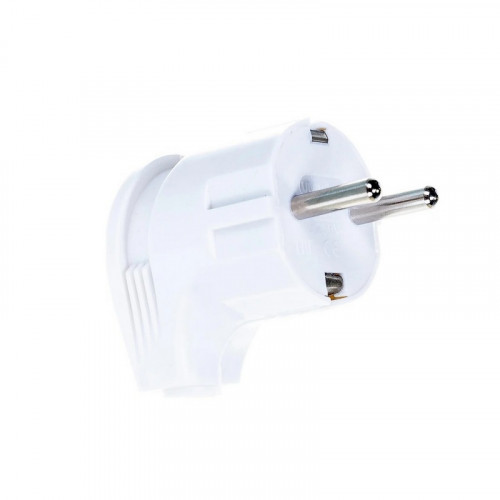 Вилка электрическая угловая с заземлением (еврослот) белая 16А 250В UNIVersal A105