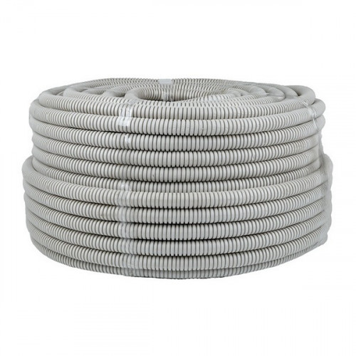 Труба гофрированная ПВХ 32мм с протяжкой серая электротехническая, 50м