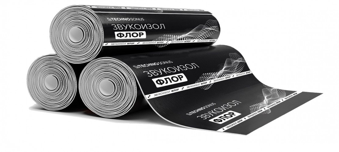 Полотно для гидро-звукоизоляции Звукоизол Флор (10м x 1м х 4,5мм) 10м2 ТехноСонус