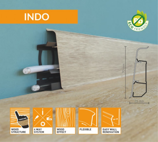 Плинтус Arbiton INDO 70, 03 Дуб Лофт, 2500х70х26мм