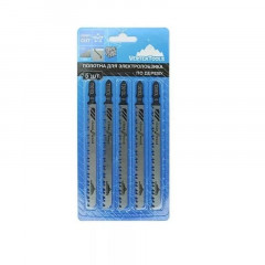 Пилки для лобзика по дереву, пластику T301DL, 130мм, шаг 4мм, 5шт Vertextools