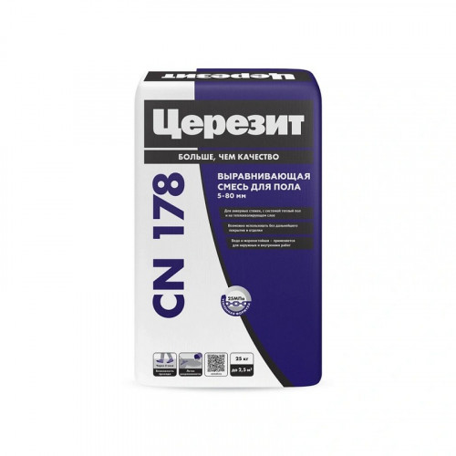 Стяжка пола Церезит CN 178, 5-80мм, легковыравнивающаяся, 25 кг