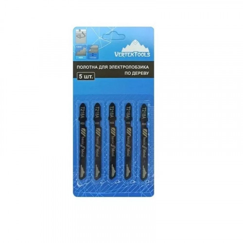 Пилки для лобзика по металлу T218A, 75мм, шаг 1,2мм, 5шт Vertextools