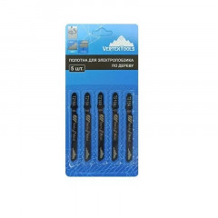 Пилки для лобзика по металлу T218A, 75мм, шаг 1,2мм, 5шт Vertextools